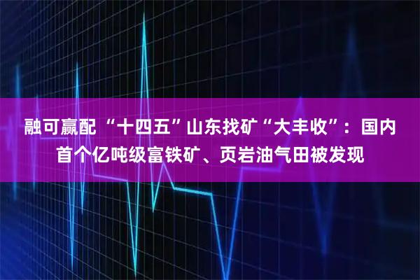 融可赢配 “十四五”山东找矿“大丰收”：国内首个亿吨级富铁矿、页岩油气田被发现